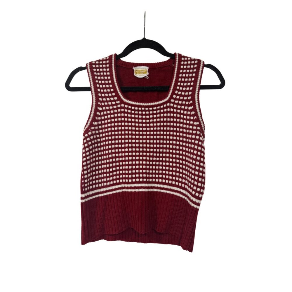 Vintage Red & White Knit Sweater Vest